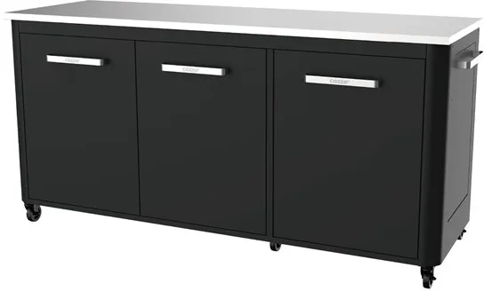 cozze ®udebord med 3-låger og 6 hjul rustfri stål/sort/grå